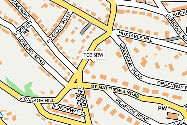 TQ2 6RW map - OS OpenMap – Local (Ordnance Survey)