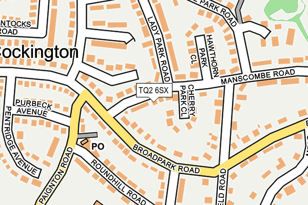 TQ2 6SX map - OS OpenMap – Local (Ordnance Survey)