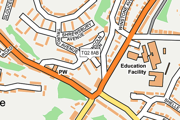 TQ2 8AB map - OS OpenMap – Local (Ordnance Survey)