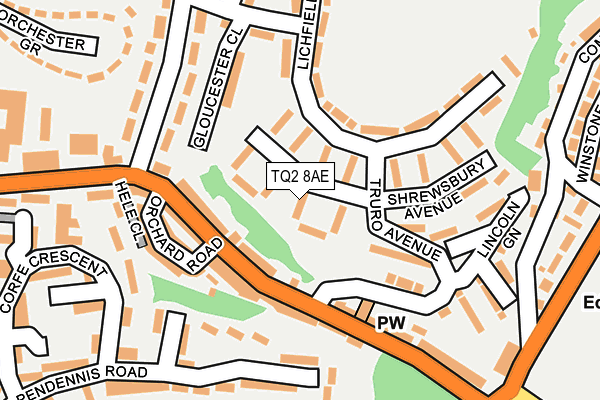 TQ2 8AE map - OS OpenMap – Local (Ordnance Survey)
