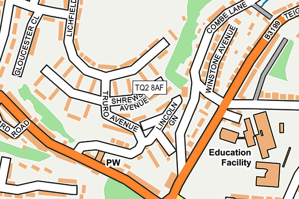 TQ2 8AF map - OS OpenMap – Local (Ordnance Survey)