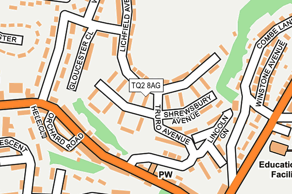 TQ2 8AG map - OS OpenMap – Local (Ordnance Survey)