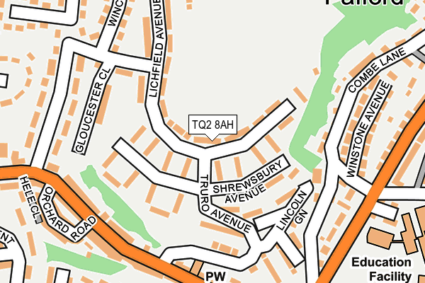 TQ2 8AH map - OS OpenMap – Local (Ordnance Survey)