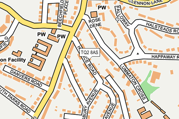 TQ2 8AS map - OS OpenMap – Local (Ordnance Survey)