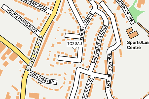 TQ2 8AU map - OS OpenMap – Local (Ordnance Survey)
