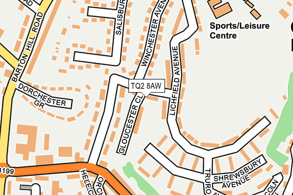 TQ2 8AW map - OS OpenMap – Local (Ordnance Survey)