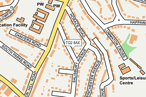 TQ2 8AX map - OS OpenMap – Local (Ordnance Survey)
