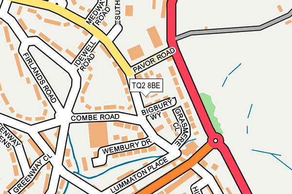 TQ2 8BE map - OS OpenMap – Local (Ordnance Survey)