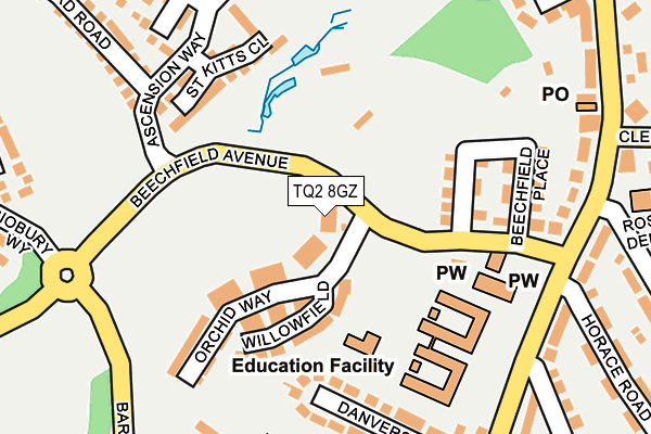 TQ2 8GZ map - OS OpenMap – Local (Ordnance Survey)