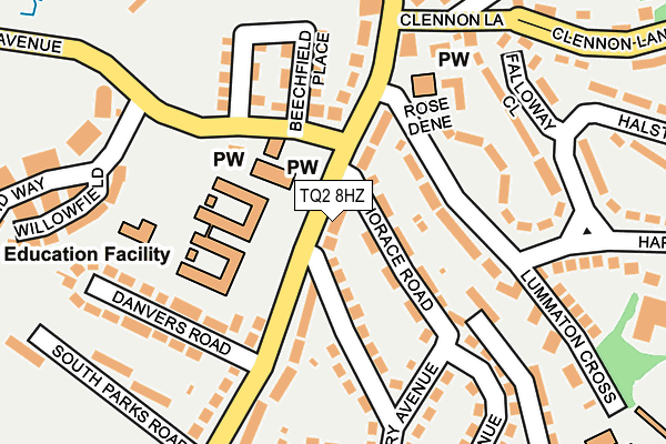 TQ2 8HZ map - OS OpenMap – Local (Ordnance Survey)