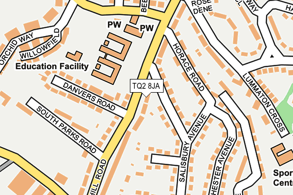 TQ2 8JA map - OS OpenMap – Local (Ordnance Survey)