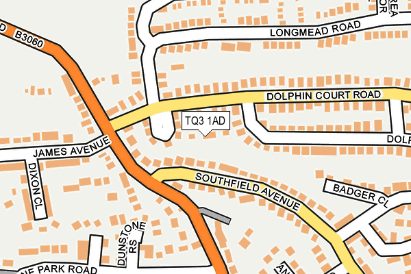 TQ3 1AD map - OS OpenMap – Local (Ordnance Survey)