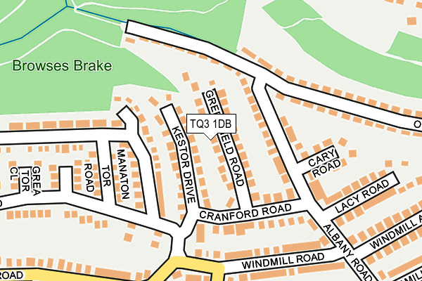 TQ3 1DB map - OS OpenMap – Local (Ordnance Survey)