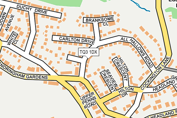 TQ3 1DX map - OS OpenMap – Local (Ordnance Survey)