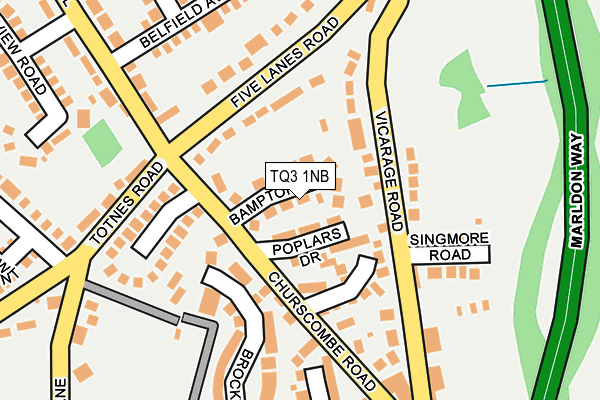 TQ3 1NB map - OS OpenMap – Local (Ordnance Survey)