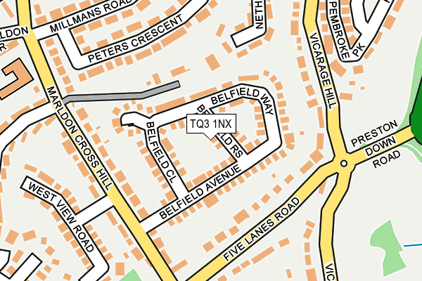 TQ3 1NX map - OS OpenMap – Local (Ordnance Survey)