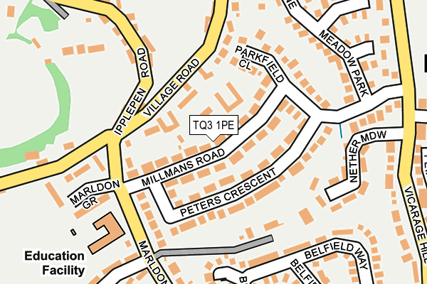 TQ3 1PE map - OS OpenMap – Local (Ordnance Survey)