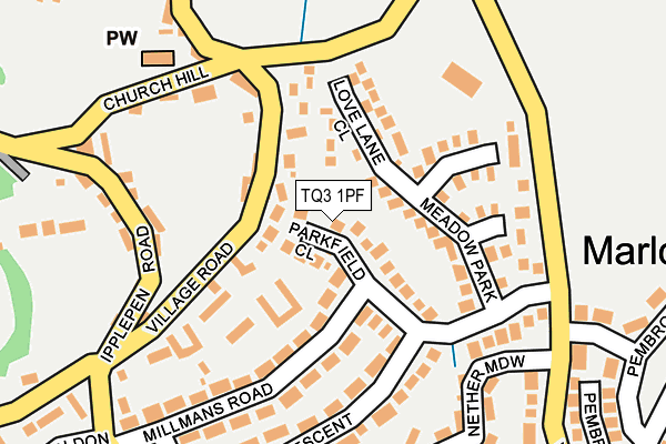 TQ3 1PF map - OS OpenMap – Local (Ordnance Survey)