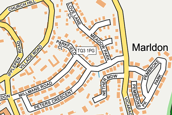 TQ3 1PG map - OS OpenMap – Local (Ordnance Survey)