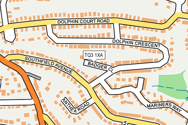 TQ3 1XA map - OS OpenMap – Local (Ordnance Survey)