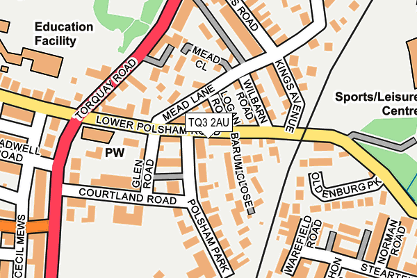 TQ3 2AU map - OS OpenMap – Local (Ordnance Survey)