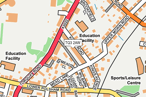 TQ3 2AW map - OS OpenMap – Local (Ordnance Survey)