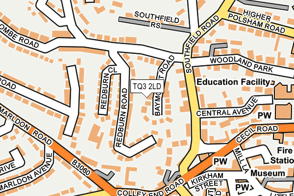TQ3 2LD map - OS OpenMap – Local (Ordnance Survey)