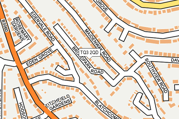 TQ3 2QD map - OS OpenMap – Local (Ordnance Survey)