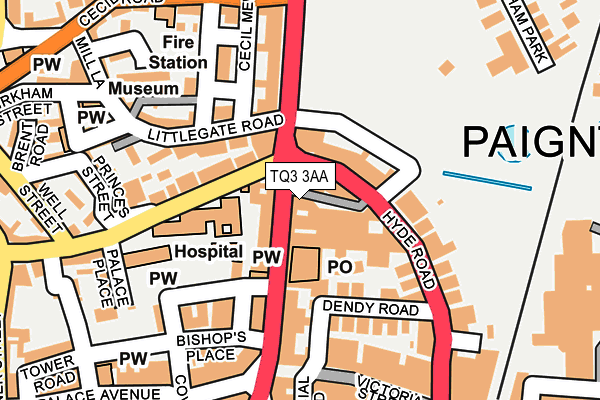 TQ3 3AA map - OS OpenMap – Local (Ordnance Survey)