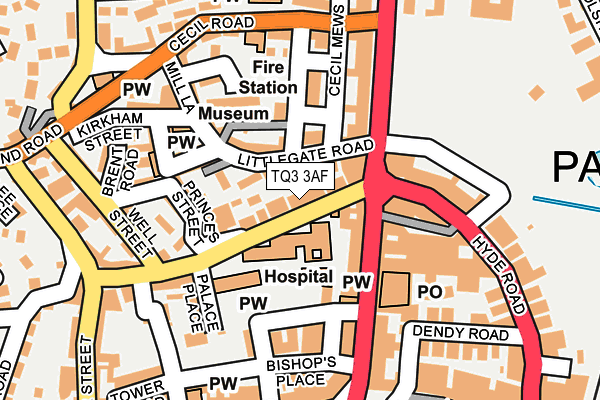 TQ3 3AF map - OS OpenMap – Local (Ordnance Survey)
