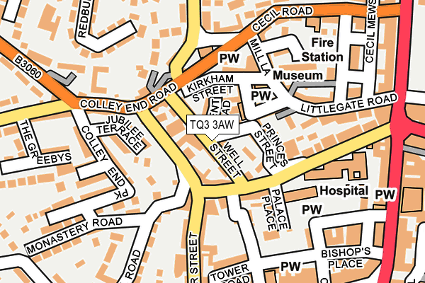 TQ3 3AW map - OS OpenMap – Local (Ordnance Survey)
