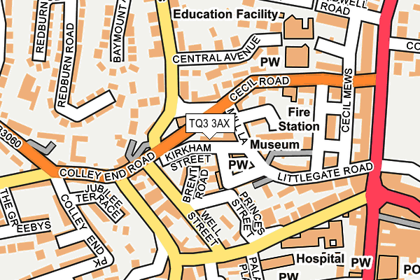TQ3 3AX map - OS OpenMap – Local (Ordnance Survey)