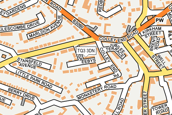 TQ3 3DN map - OS OpenMap – Local (Ordnance Survey)