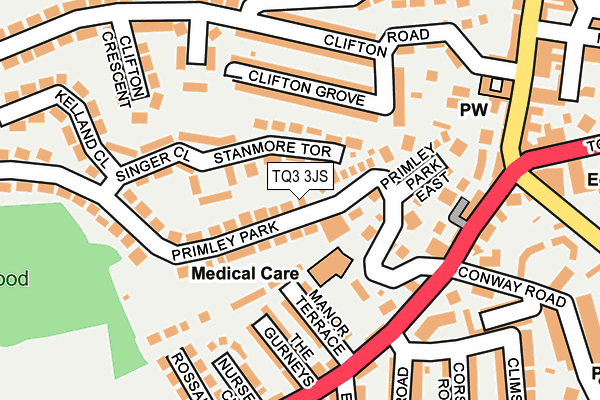 TQ3 3JS map - OS OpenMap – Local (Ordnance Survey)