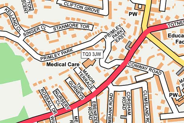 TQ3 3JW map - OS OpenMap – Local (Ordnance Survey)