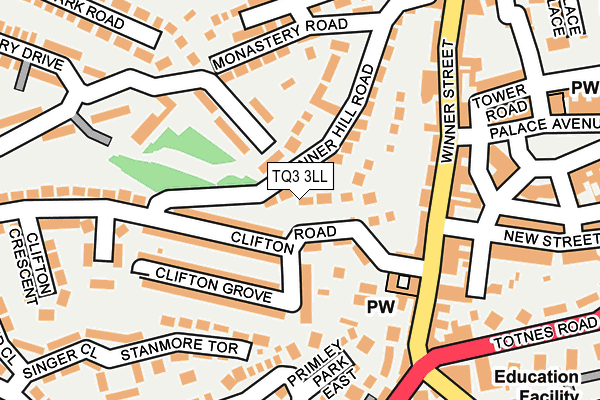 TQ3 3LL map - OS OpenMap – Local (Ordnance Survey)