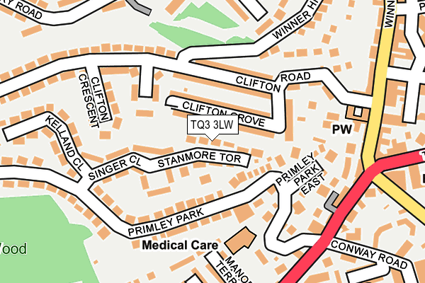 TQ3 3LW map - OS OpenMap – Local (Ordnance Survey)