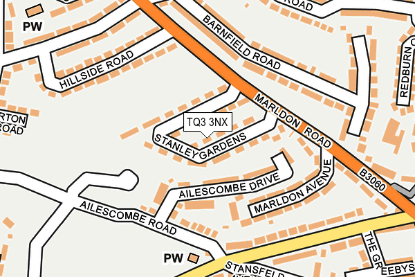 TQ3 3NX map - OS OpenMap – Local (Ordnance Survey)
