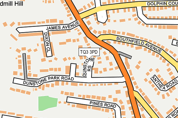 TQ3 3PD map - OS OpenMap – Local (Ordnance Survey)