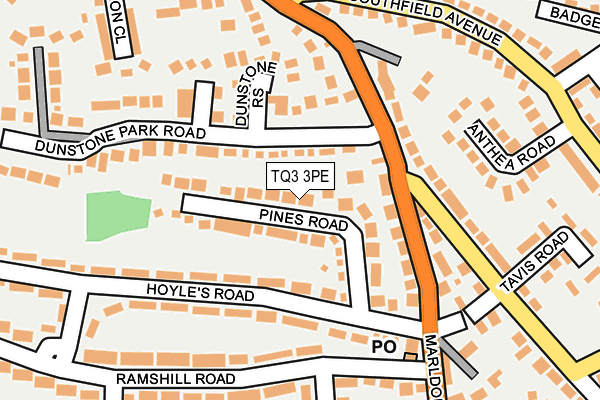 TQ3 3PE map - OS OpenMap – Local (Ordnance Survey)