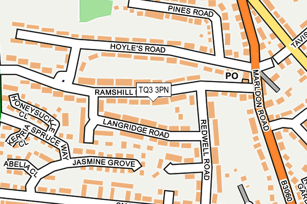 TQ3 3PN map - OS OpenMap – Local (Ordnance Survey)