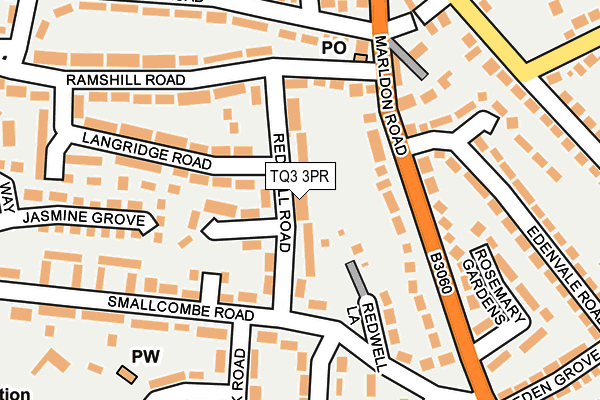 TQ3 3PR map - OS OpenMap – Local (Ordnance Survey)