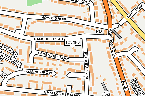 TQ3 3PS map - OS OpenMap – Local (Ordnance Survey)