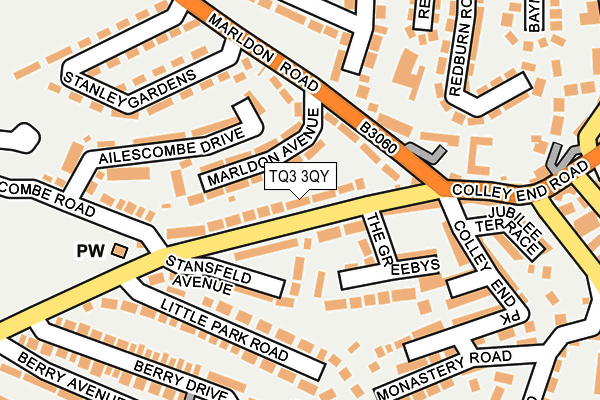 TQ3 3QY map - OS OpenMap – Local (Ordnance Survey)