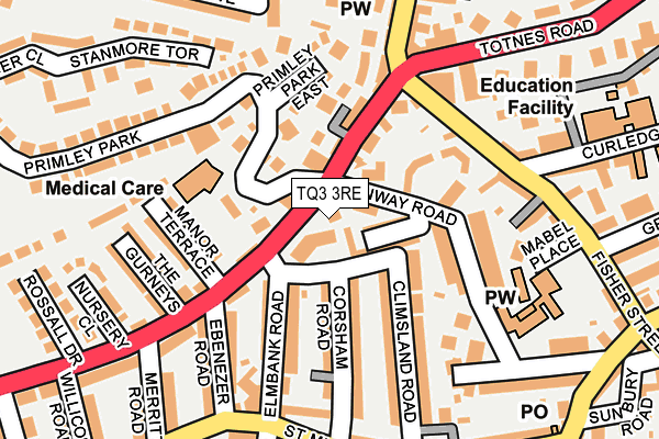 TQ3 3RE map - OS OpenMap – Local (Ordnance Survey)