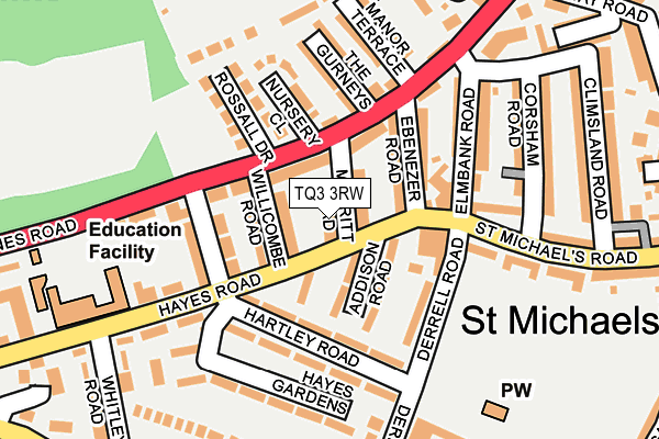 TQ3 3RW map - OS OpenMap – Local (Ordnance Survey)