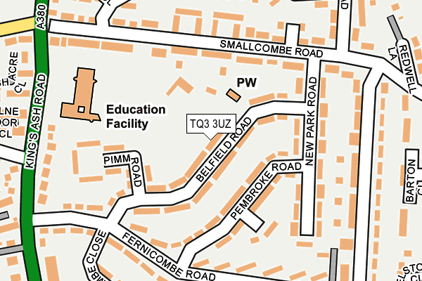 TQ3 3UZ map - OS OpenMap – Local (Ordnance Survey)