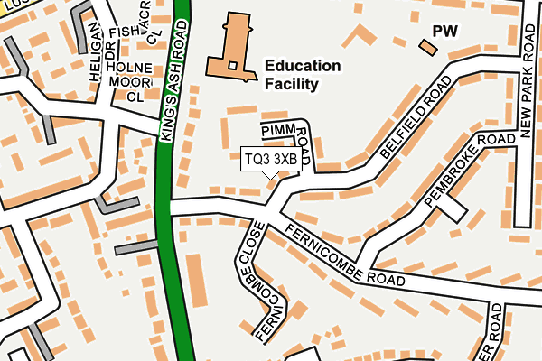 TQ3 3XB map - OS OpenMap – Local (Ordnance Survey)