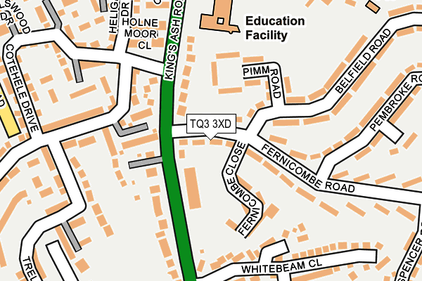 TQ3 3XD map - OS OpenMap – Local (Ordnance Survey)