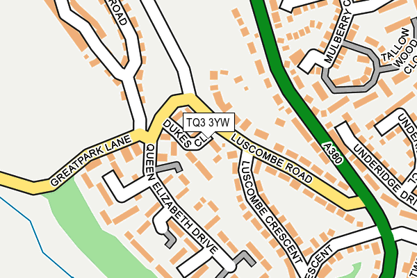 TQ3 3YW map - OS OpenMap – Local (Ordnance Survey)